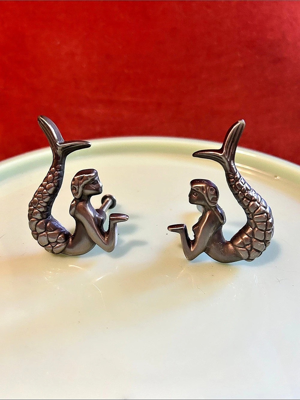 Mermaid Drawer Pulls Set of 2 in Silver